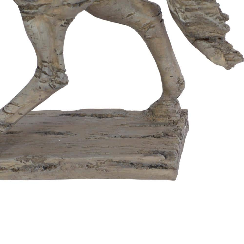 Beige Resin Prancing Horse Figurine with Weathered Finish