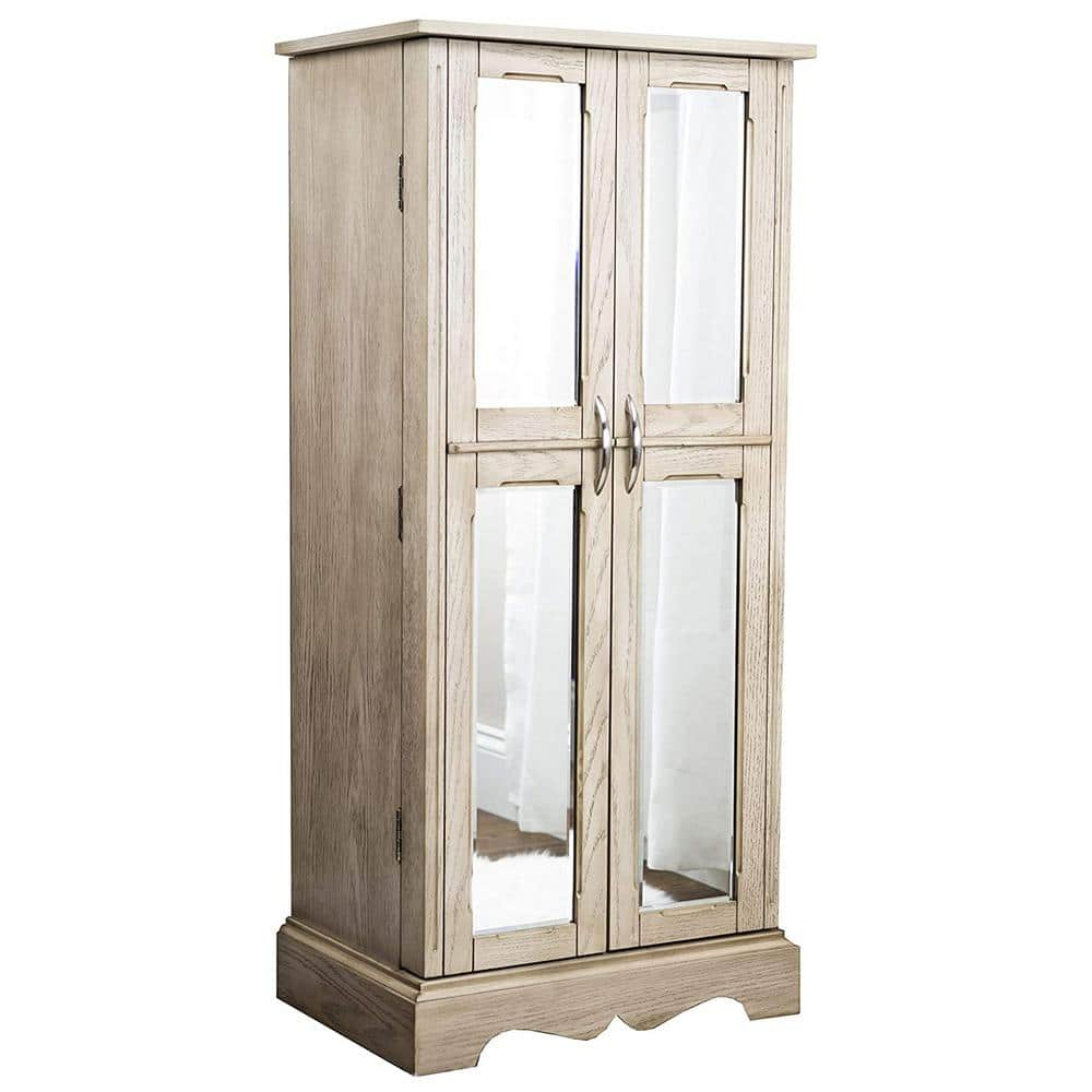 Hives & Honey Meadow Standing Jewelry Armoire Cabinet, Jewelry Storage Organizer with Top Flip Mirror, 2 Doors, 7 Drawers, Jewelry Chest, Jewelry Box for Necklace, Earring, Bracelet, Taupe