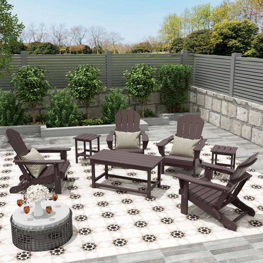 Polytrends  Laguna Hdpe All Weather Outdoor Patio Coffee And Side Tables (3-Piece Set) Dark Brown