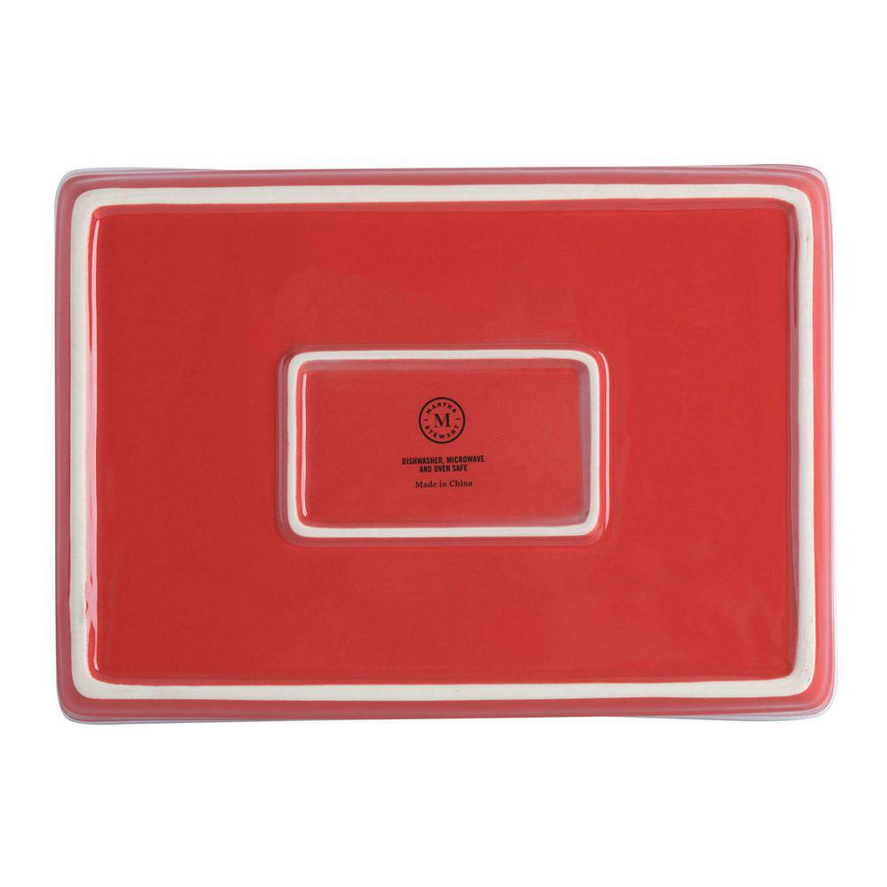 3-Piece Rectangular Stoneware Nesting Baker Set in Red