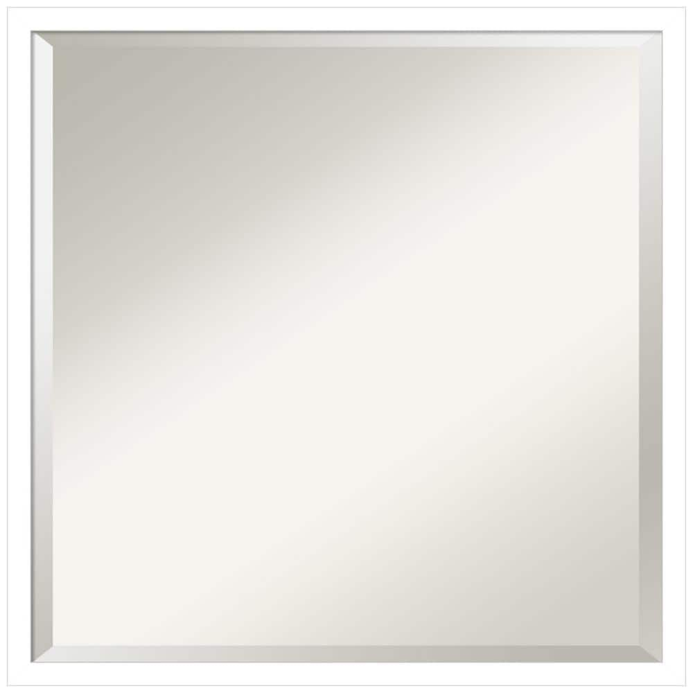 Amanti Art Beveled Wood Bathroom Wall Mirror - Svelte Frame Svelte White Outer Size: 21 x 21 in White