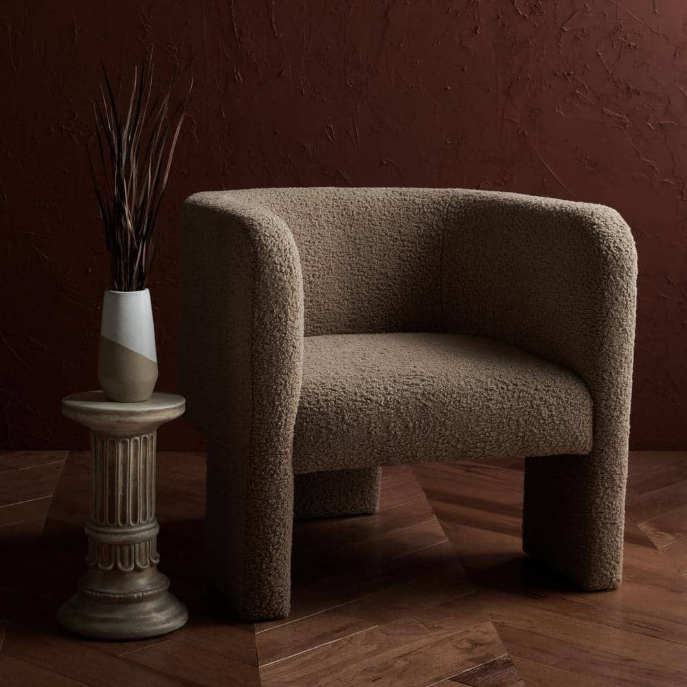 SAFAVIEH Couture Sammie Modern Boucle Solid Accent Chair, Light Brown