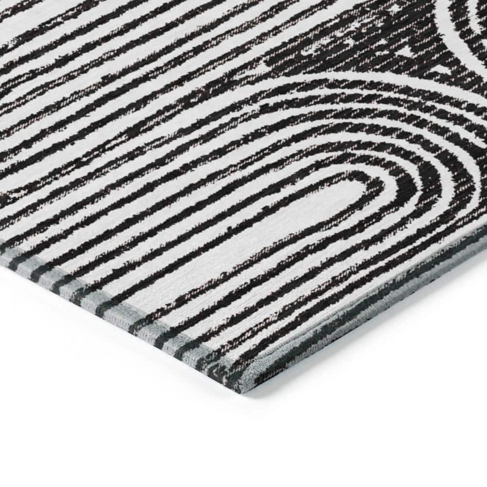 Addison Rugs Chantille ACN140 Black 2'3" x 7'6" Indoor Outdoor Hallway Runner Rug, Stain Resistant Washable Kitchen Area Carpet for Bathroom, Laundry and Bedroom