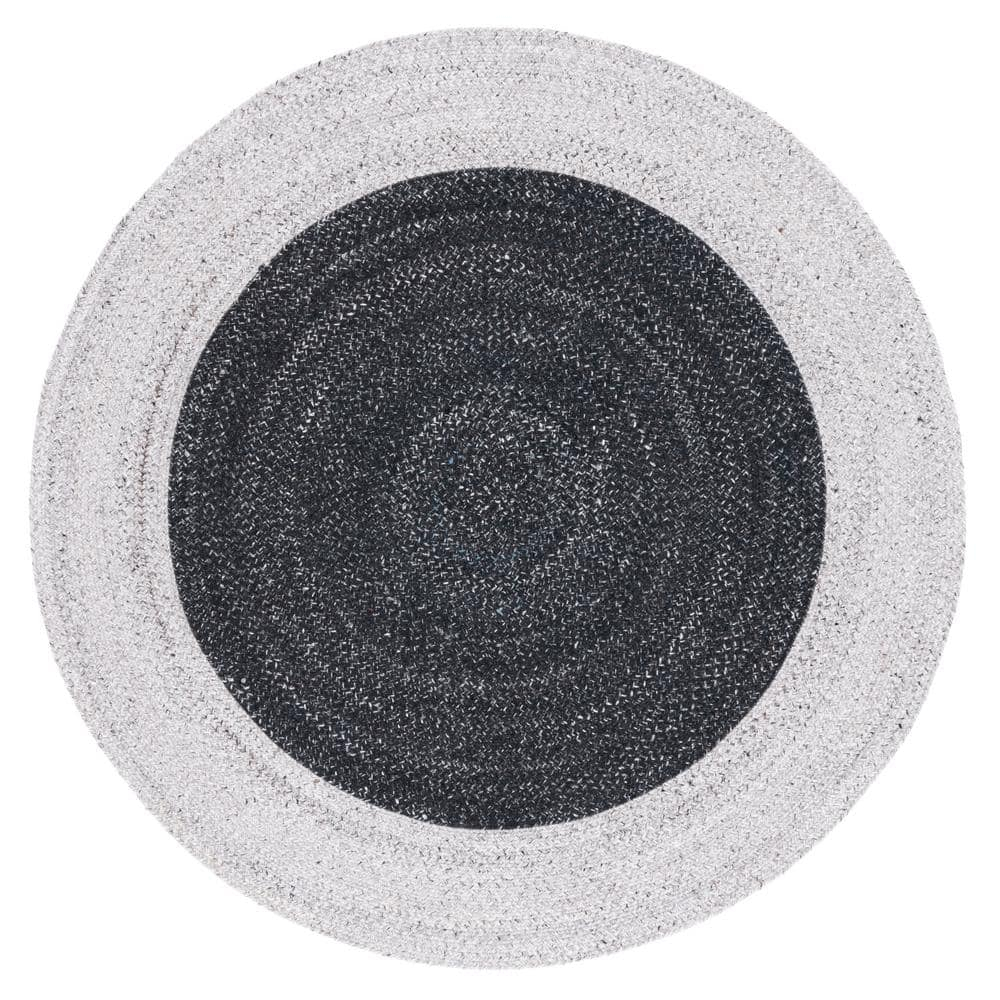 SAFAVIEH Braided Celinda Confetti Bordered Area Rug, Dark Grey/Light Grey, 6' x 6' Round