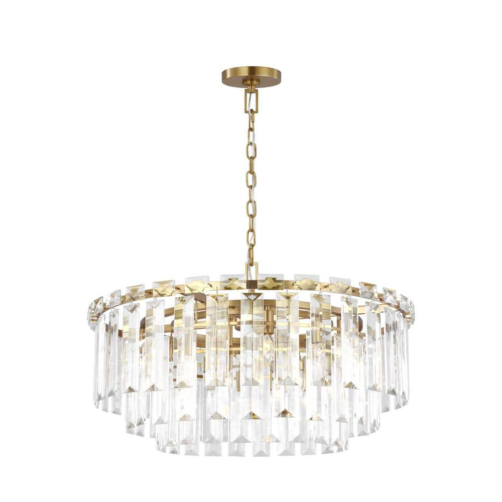 Elegant Burnished Brass and Crystal 16-Light Chandelier