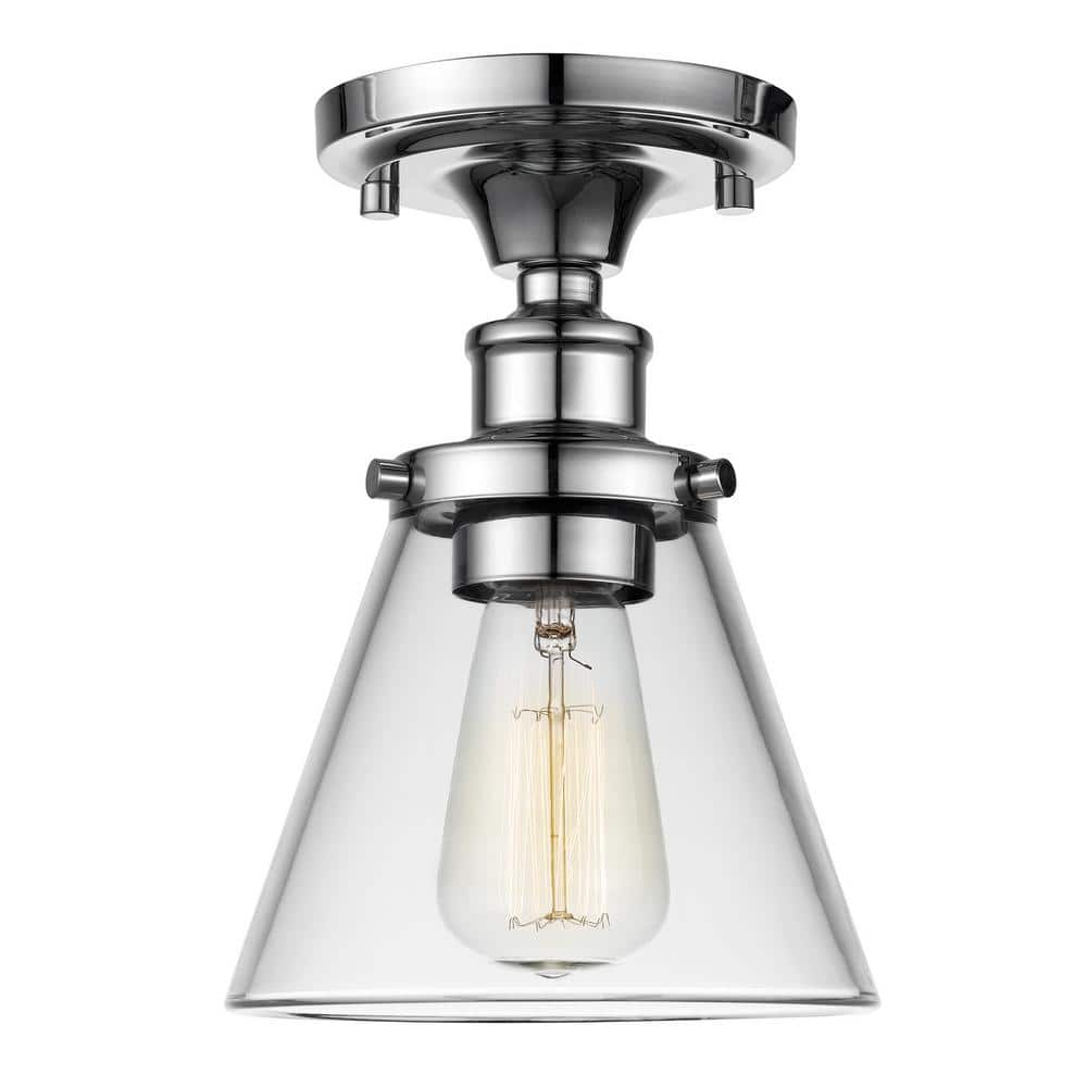 Globe Electric Mercer 1-Light Chrome Flush Mount Ceiling Light 65726