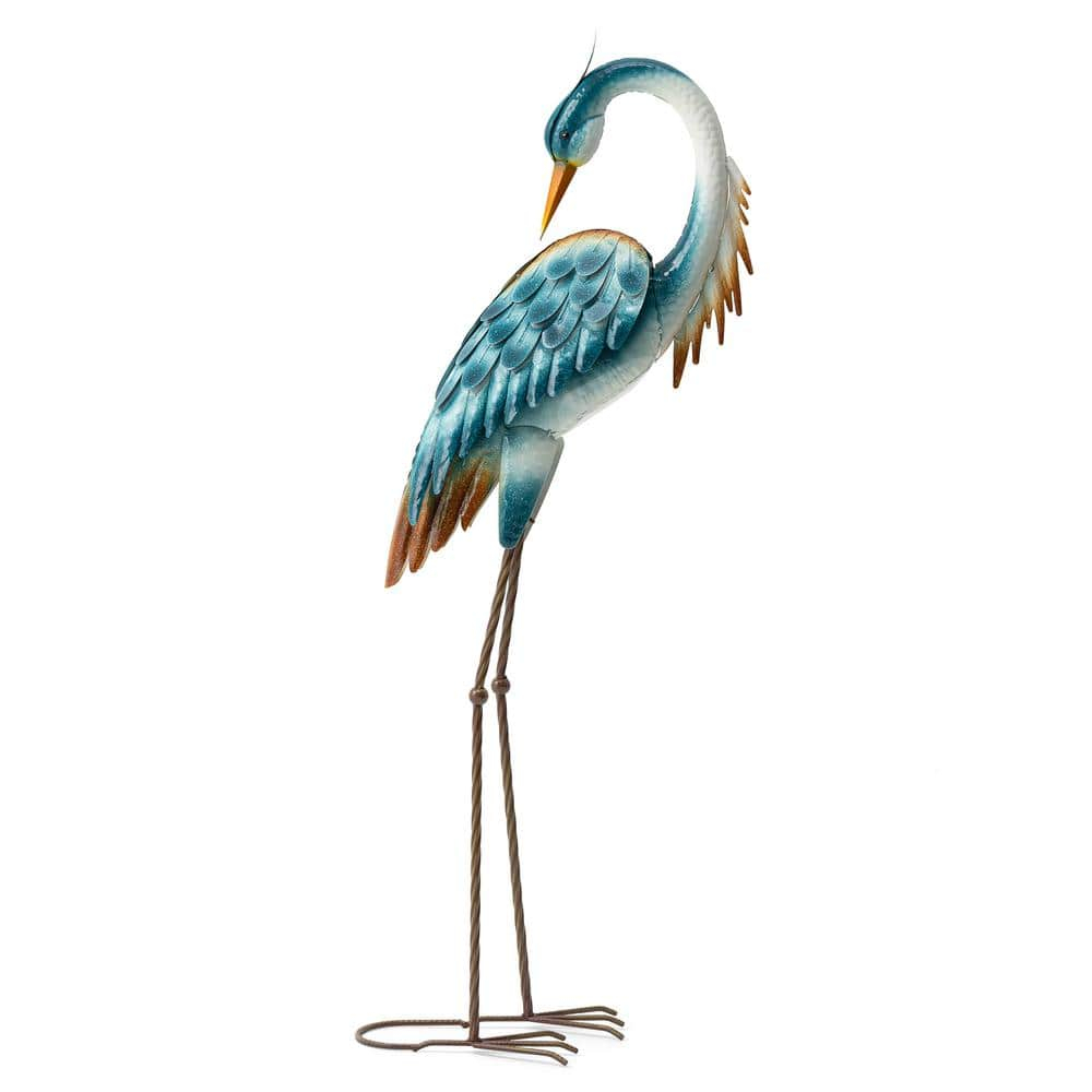 Glitzhome 38.5"H Metal Standing Crane Garden Statue with Stakes (KD) Metal Thickness: 0.35mm