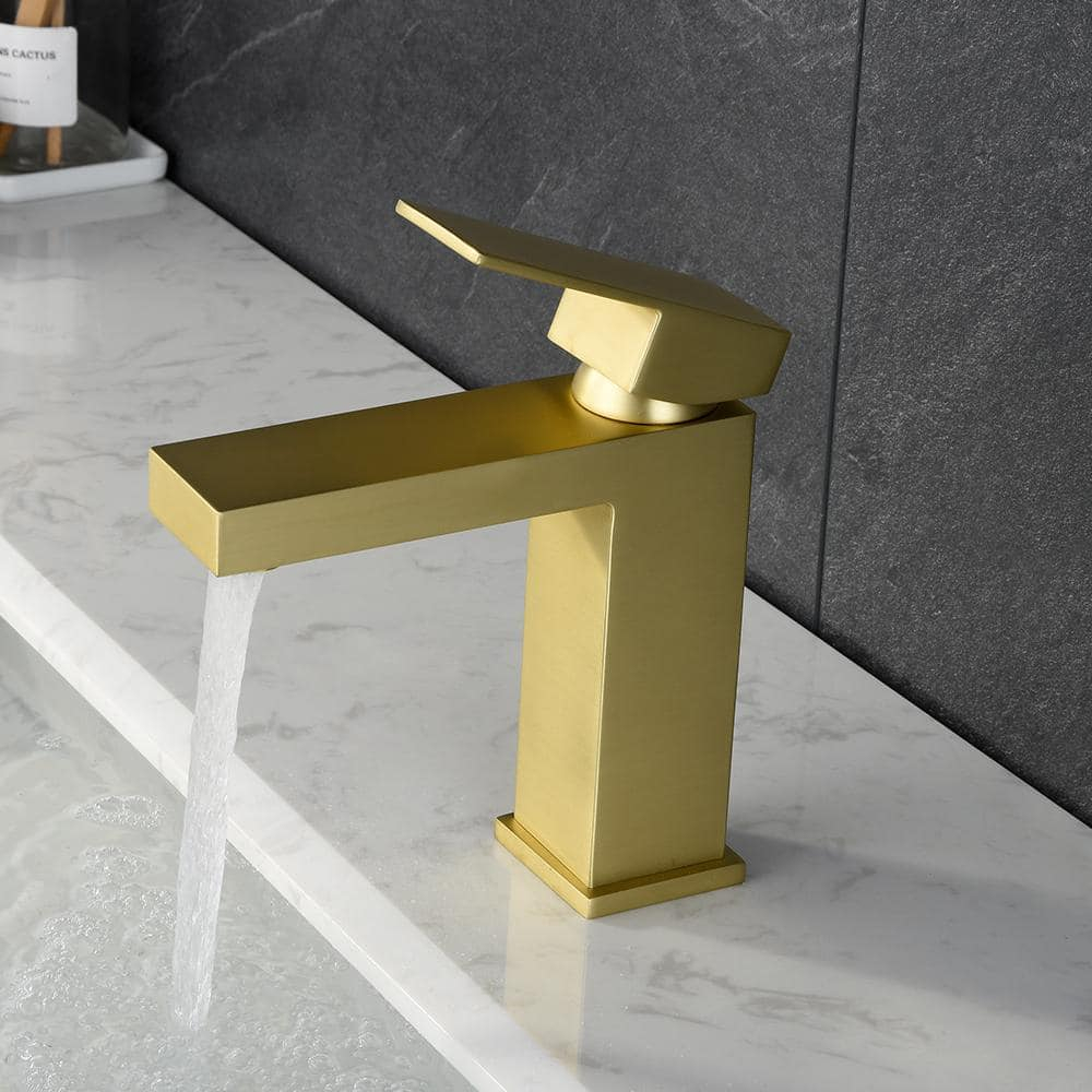 Brushed Gold Vessel Sink Faucet Bathroom Tall Faucet Single Handle