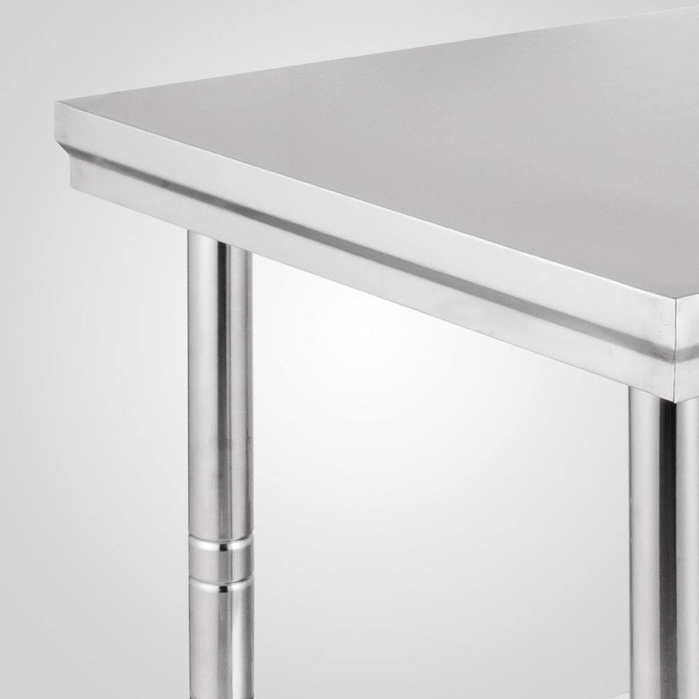 Stainless Steel Prep Table 35 x 24 x 31 in. 700 lbs. Silver Heavy Duty Metal Worktable with 3 Adjustable Height Levels