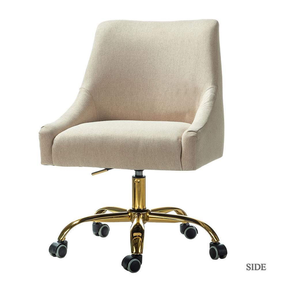 HULALA HOME Carina Modern Upholstery Task Chair with Golden Base by  Tan