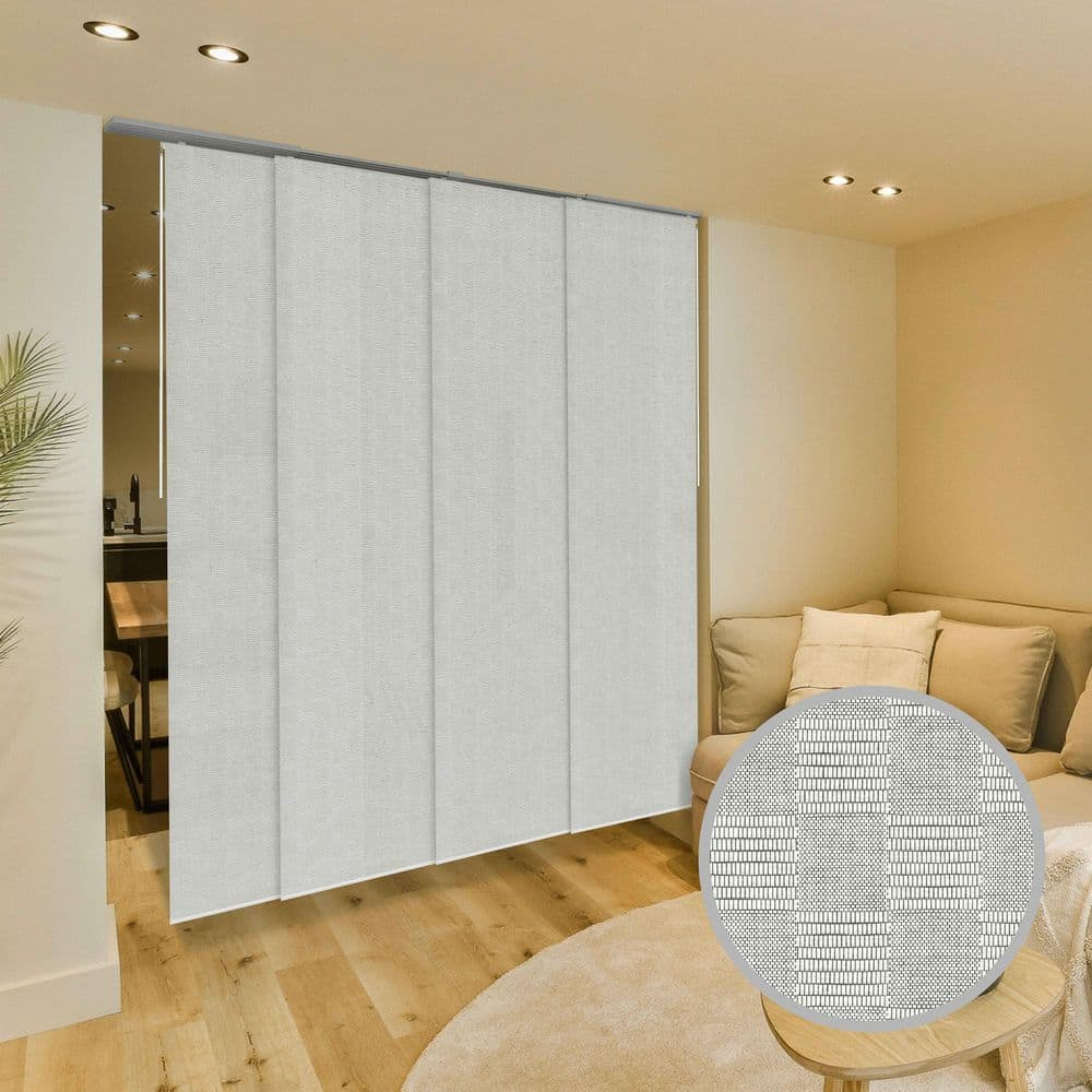 Bishop Sheer Adjustable Sliding Hanging Room Divider with 23 in. Slats Up to 86 in. W x 96 in. L