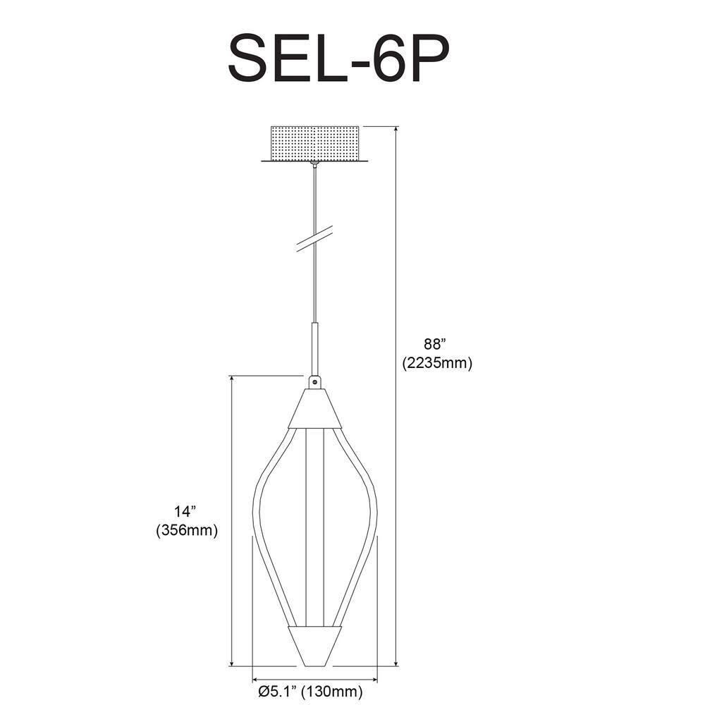 Dainolite 15W Pendant, MB w/ WH Acrylic Diffuser