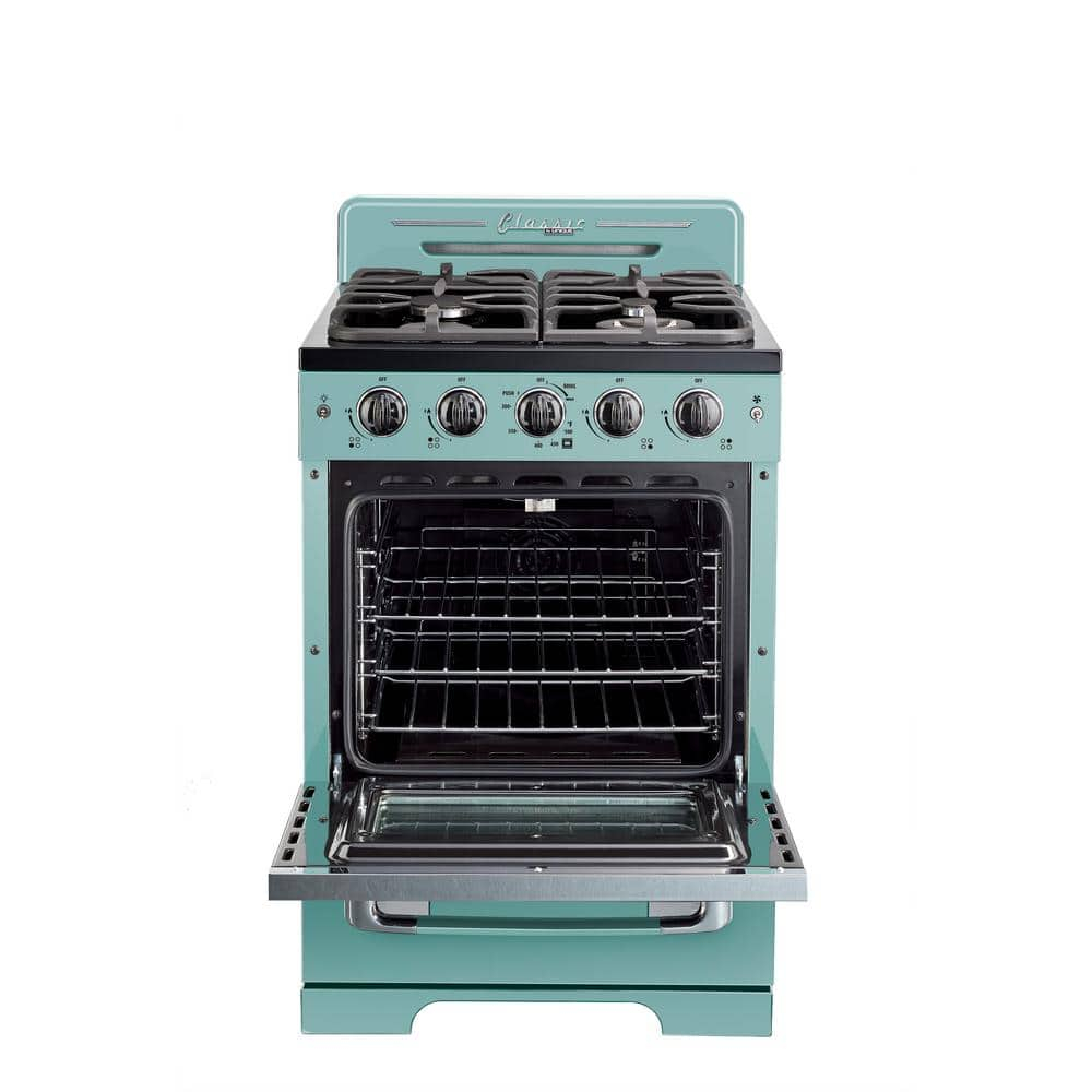 Unique Classic Retro 24" 2.9 cu/ft Freestanding Gas Range with Convection Oven and Sealed Burners