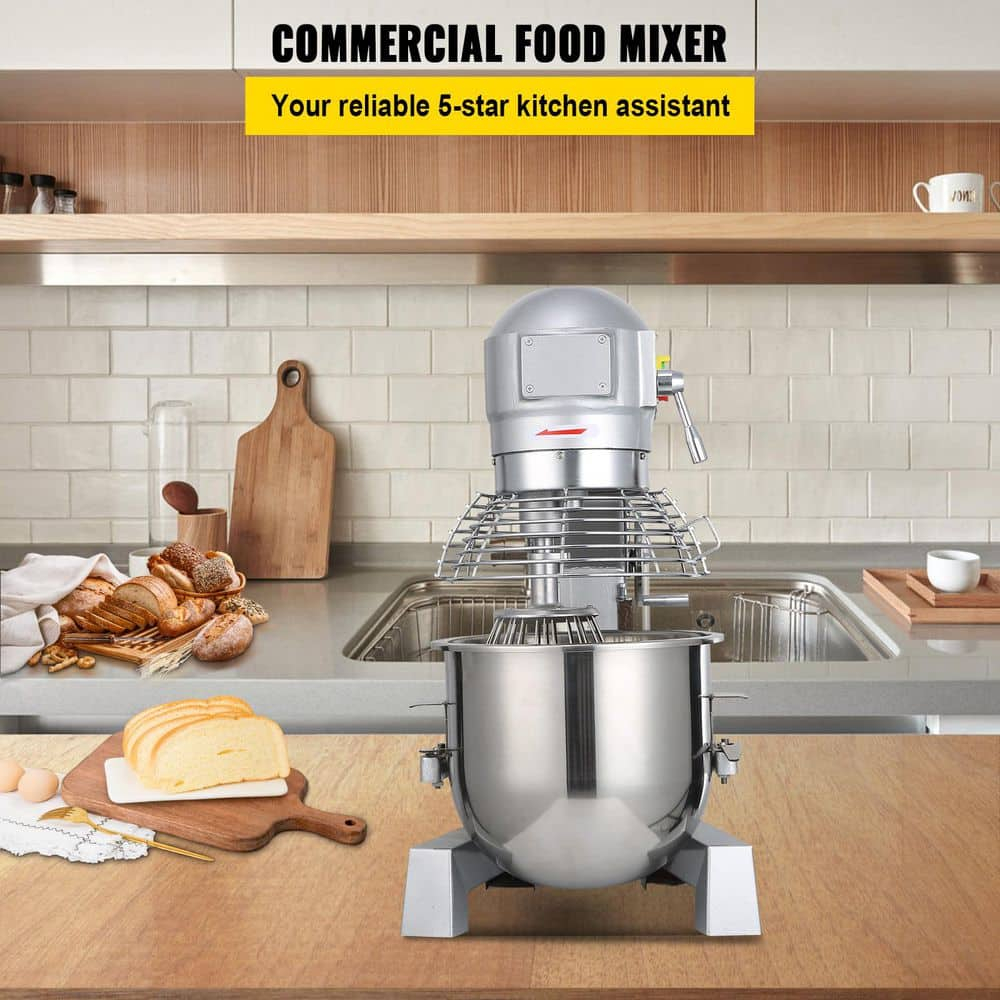 SKYSHALO 30 qt. Commercial Dough Mixer 3-Speeds Adjustable Mixer Silver Electric Stand with Stainless Steel for Restaurants