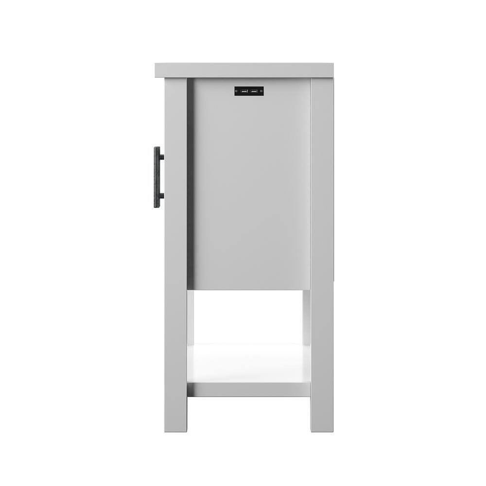 Twin Star Home Console Table with USB Charging Ports and Louvered Doors