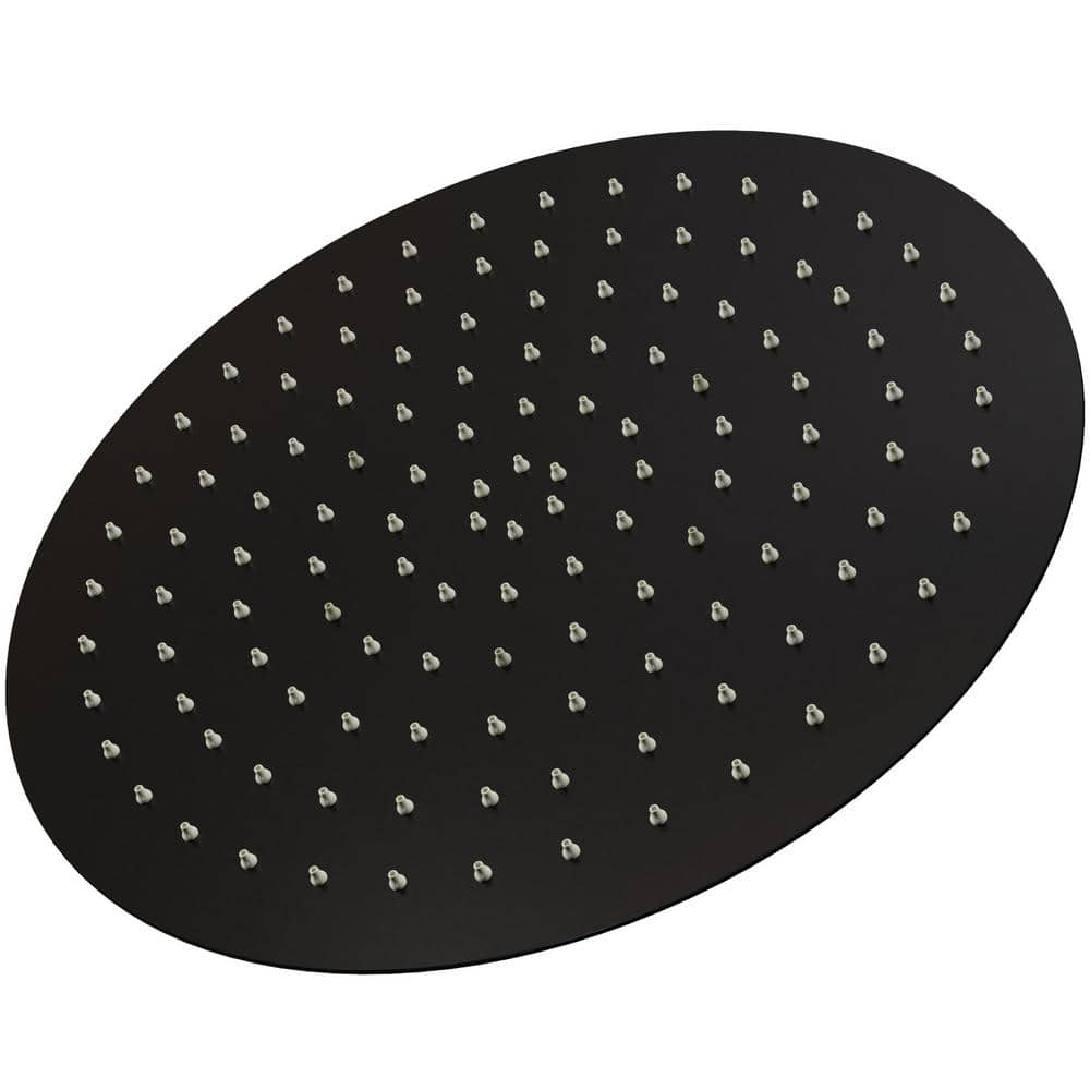 1-Spray Patterns with 2.5 GPM 12 in. Round Wall Mount Rain Fixed Shower Head in Matte Black