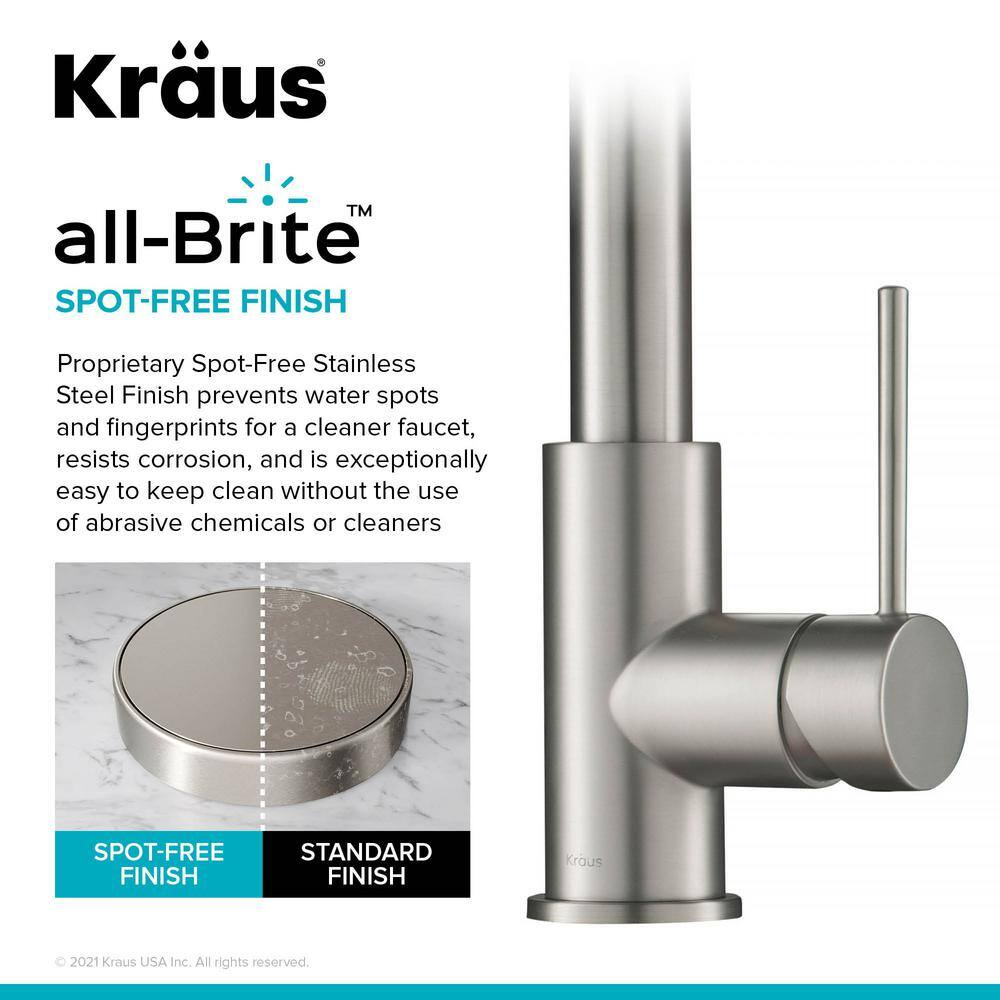 KRAUS Oletto Contemporary Pull-Down Single Handle Kitchen Faucet in Spot Free Stainless Steel, KPF-3104SFS