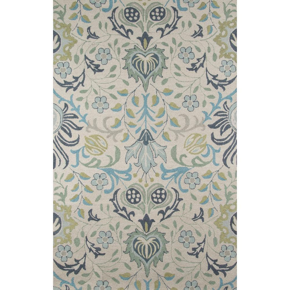 Momeni  Newport Hand Tufted Wool Floral Area Rug Blue 9' x 12' Contains Latex 9' x 12' Indoor,Handmade Living Room,Bedroom,Dining Room
