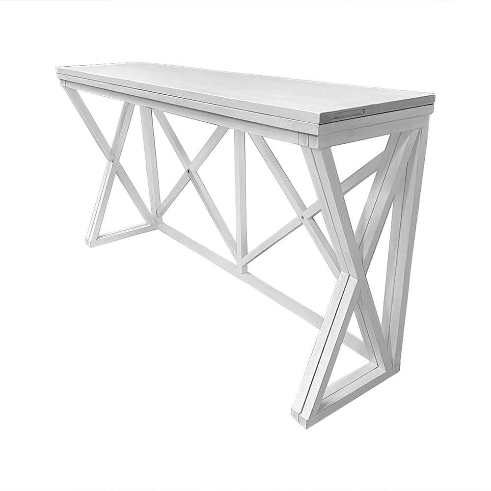 Antique White Wood Flip Top Counter Height Bar Table