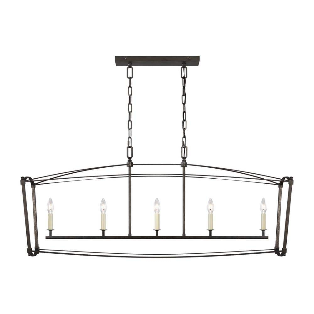 Thayer Smith Steel 5-Light Candelabra Linear Chandelier