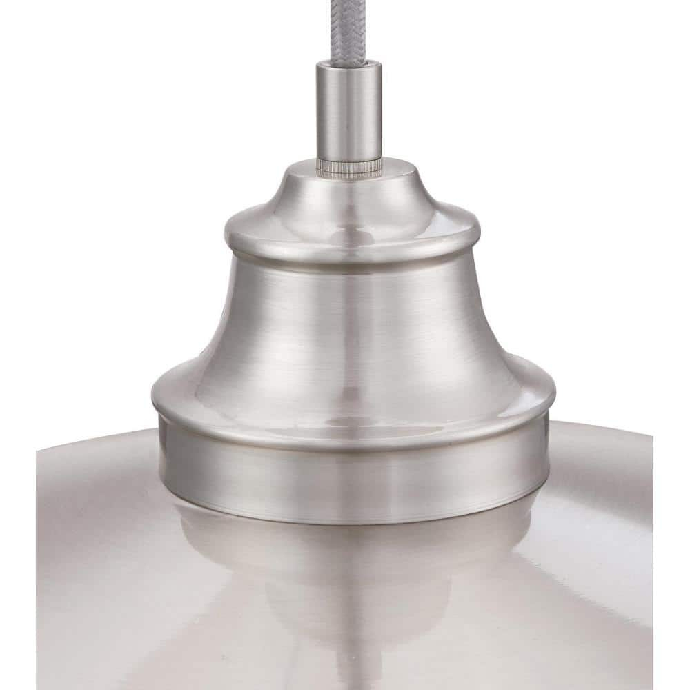 Vintage Inspired Brushed Nickel 1-Light Pendant with White Interior