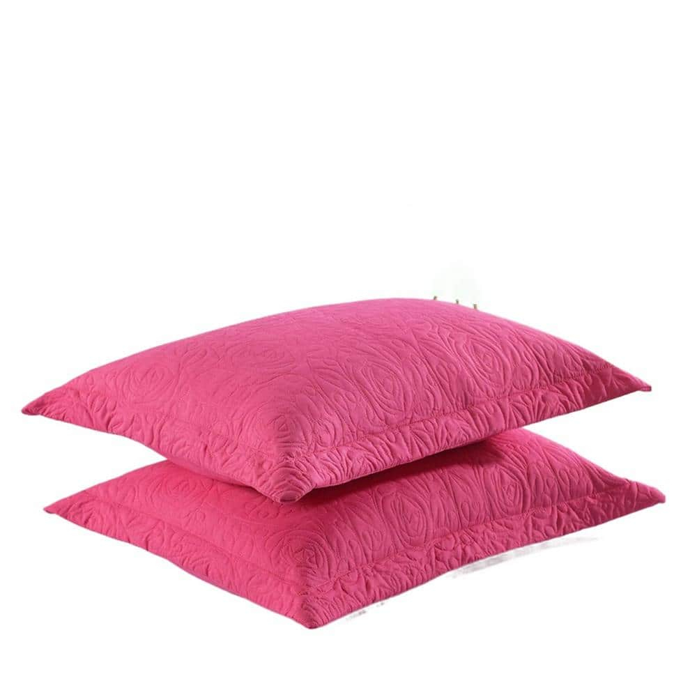 Porch & Den  Manor Embroidered Pillow Sham (Set of 2) Hot Pink 20 x 26 +2