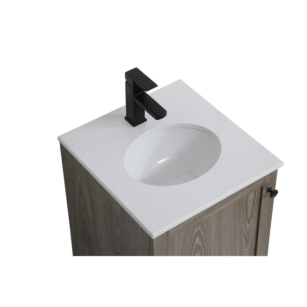 18 in. Single Bathroom Vanity, Weathered Oak