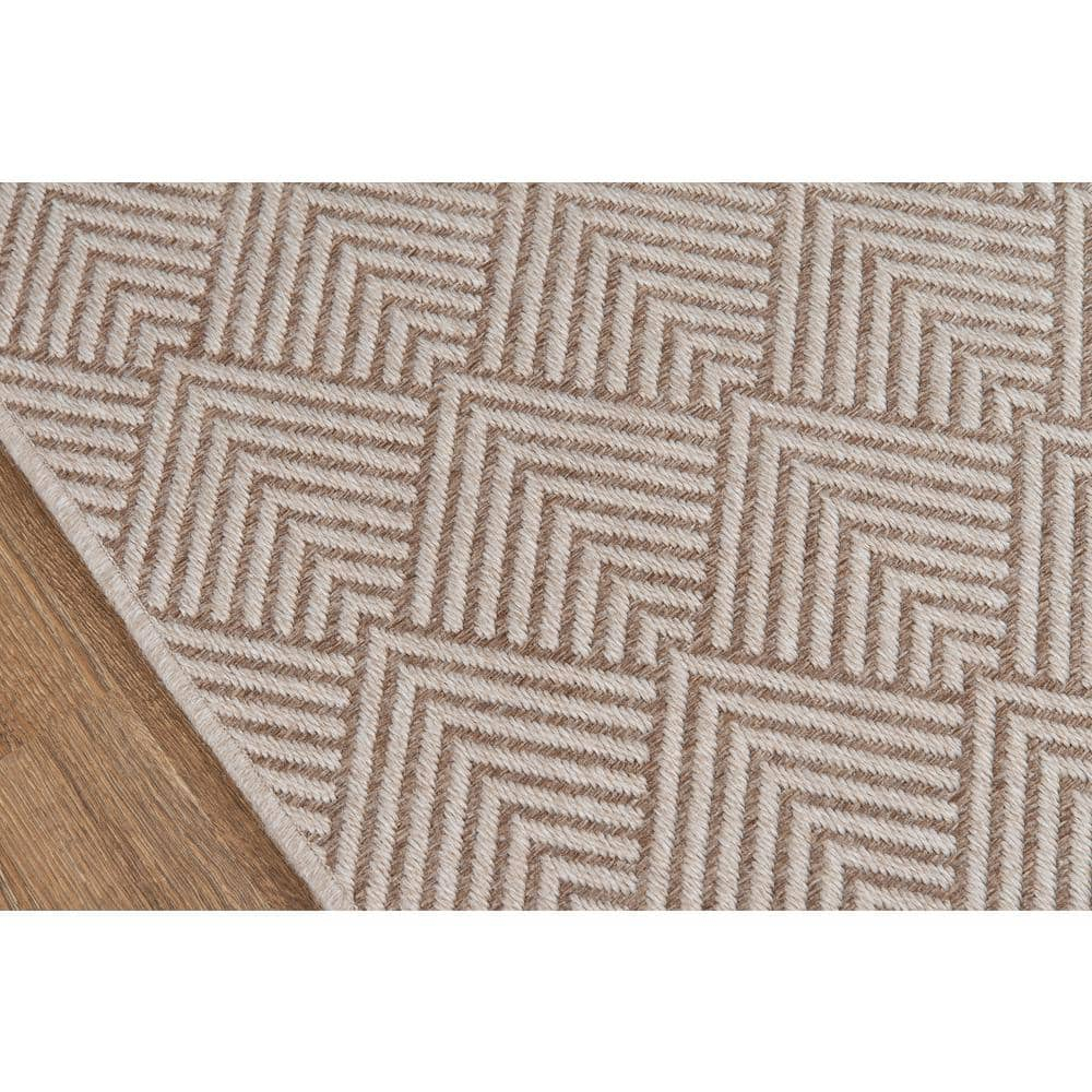 Beige Geometric Flat-Woven Synthetic 9'x13' Area Rug