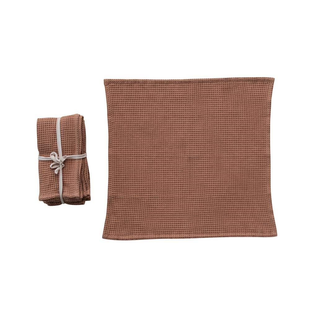 Creative Co-Op 18 Inches Square Woven Linen and Cotton Waffle Dinner Napkins for Kitchen Use, Terra-Cotta Color, Set of 4