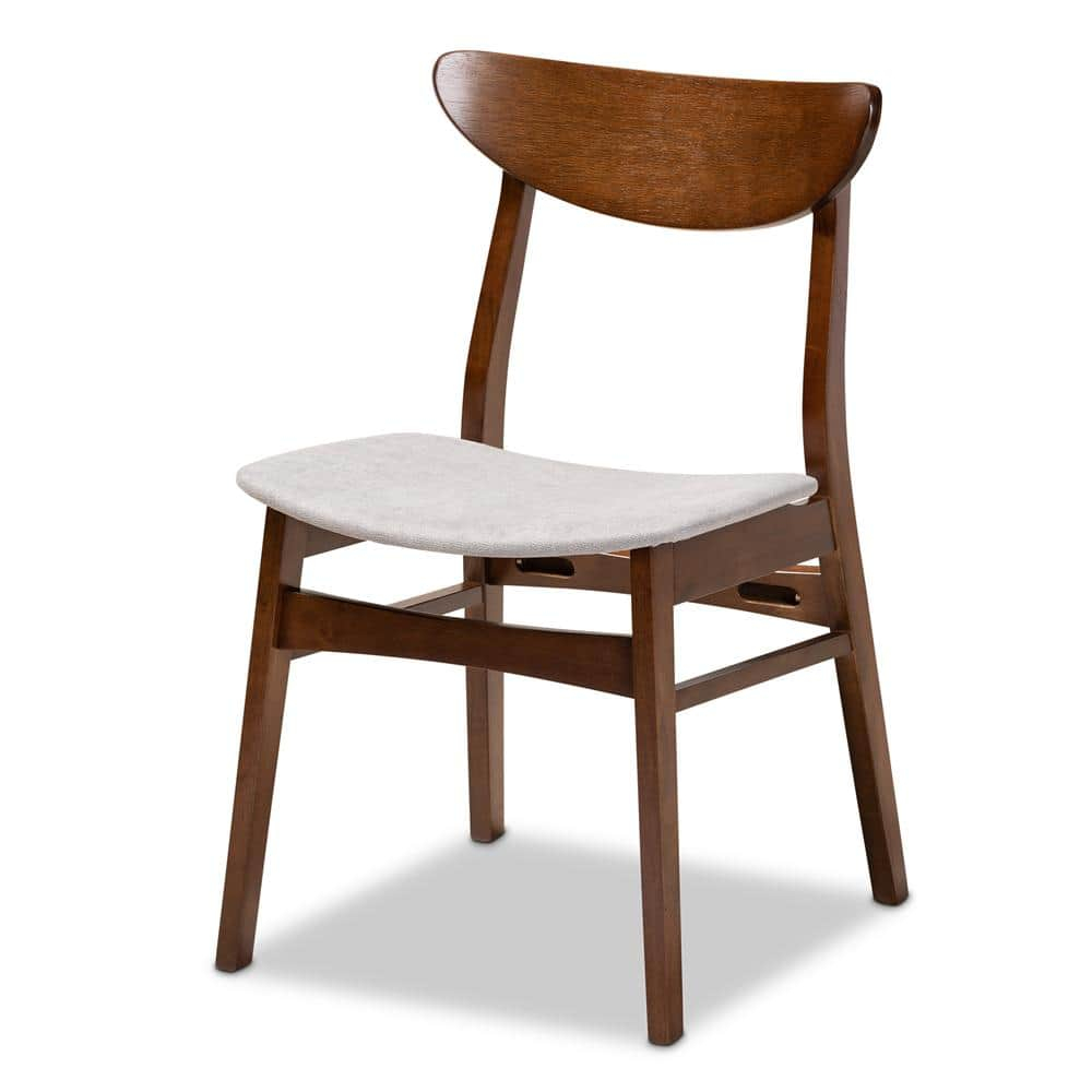 Philip Mid-Century Modern Transitional Light Grey Fabric Upholstered and  Wood 5-Piece Dining Set