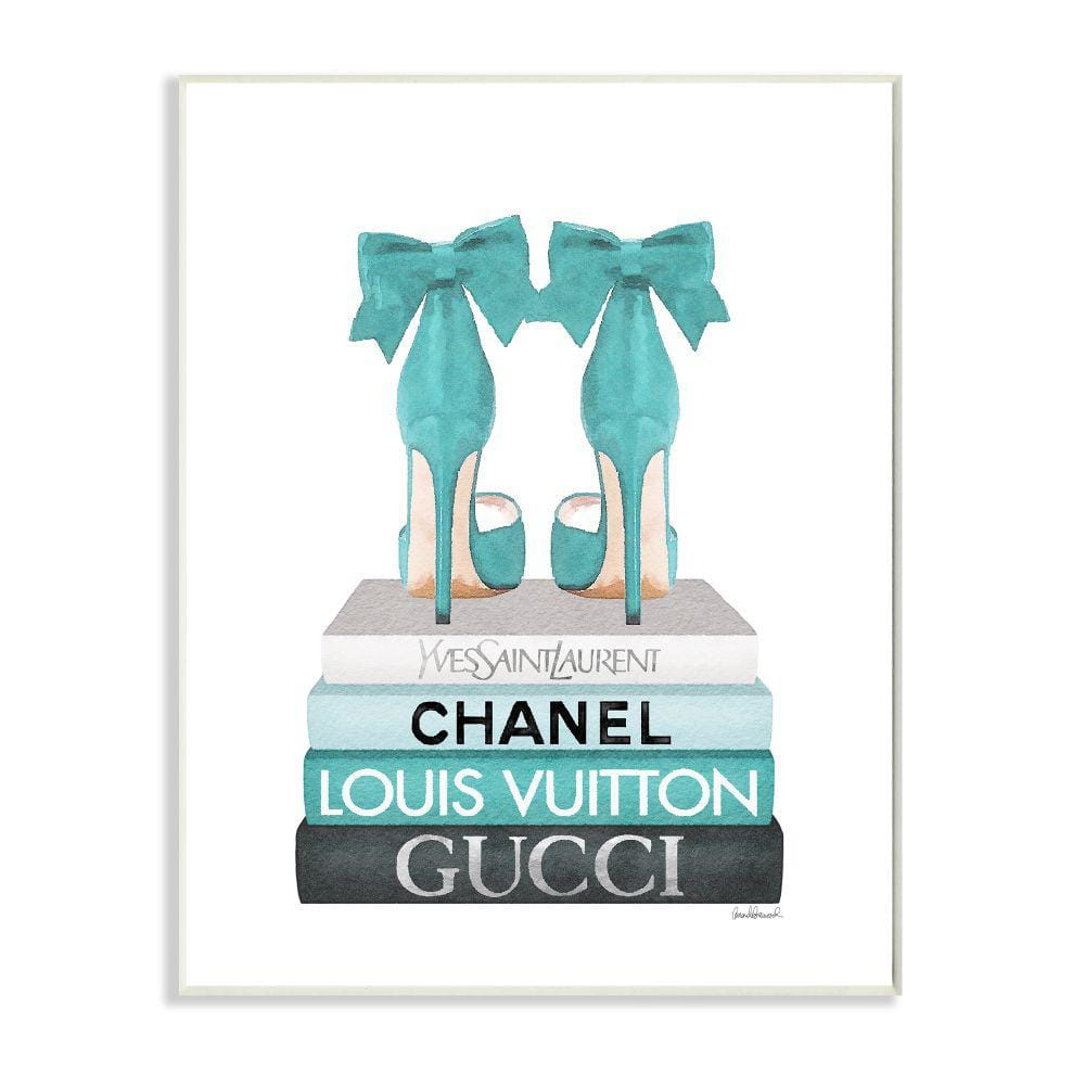 Stupell Industries Turquoise Bow Heels on Books Women's Fashion Designed by Amanda Greenwood
