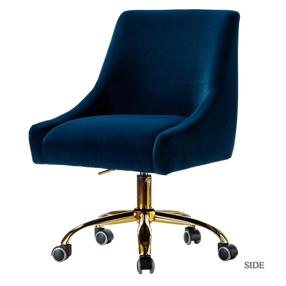 HULALA HOME Carina Modern Upholstery Task Chair with Golden Base by  Navy