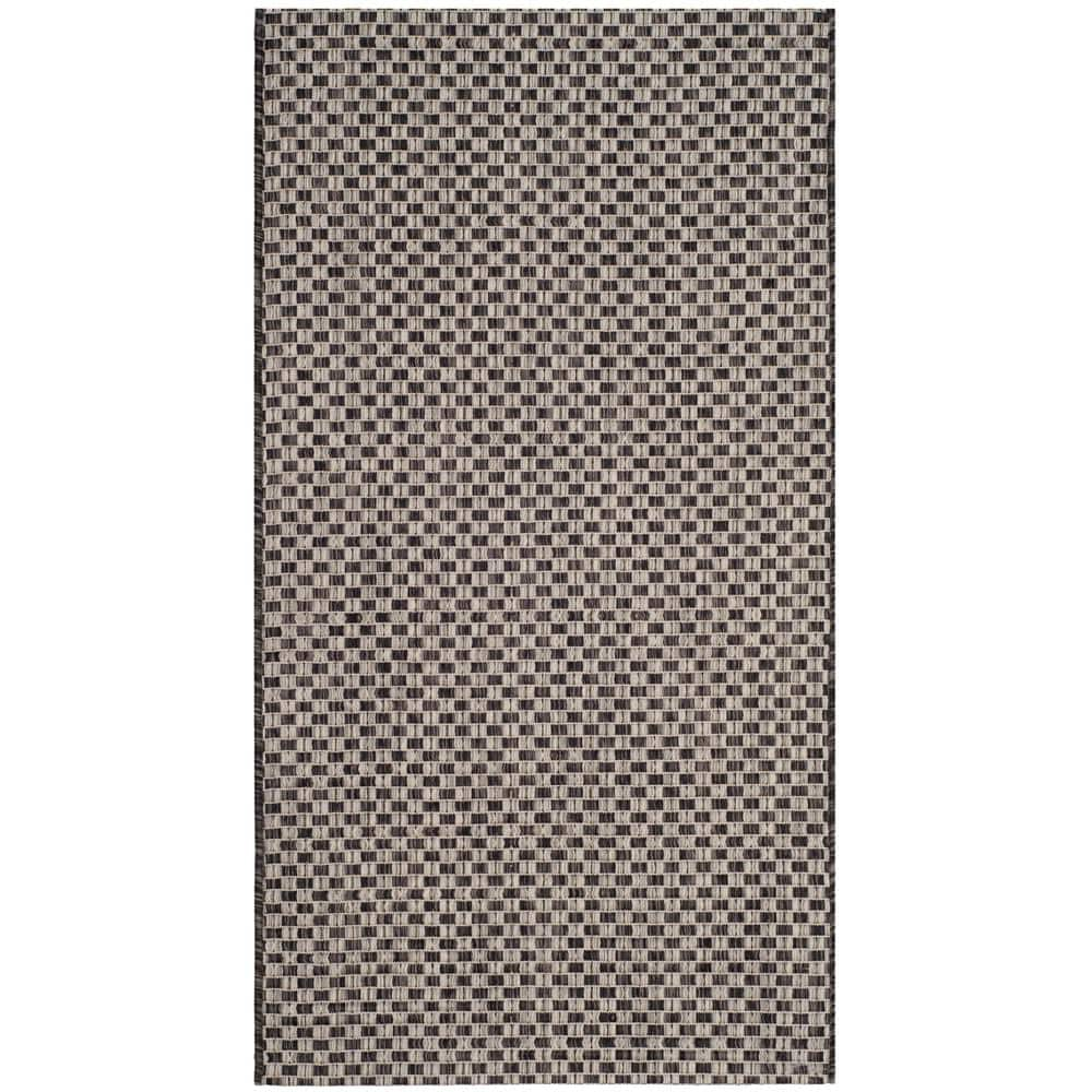 SAFAVIEH Courtyard Blair Geometric Indoor/Outdoor Area Rug, 2' x 3'7", Black/Light Grey