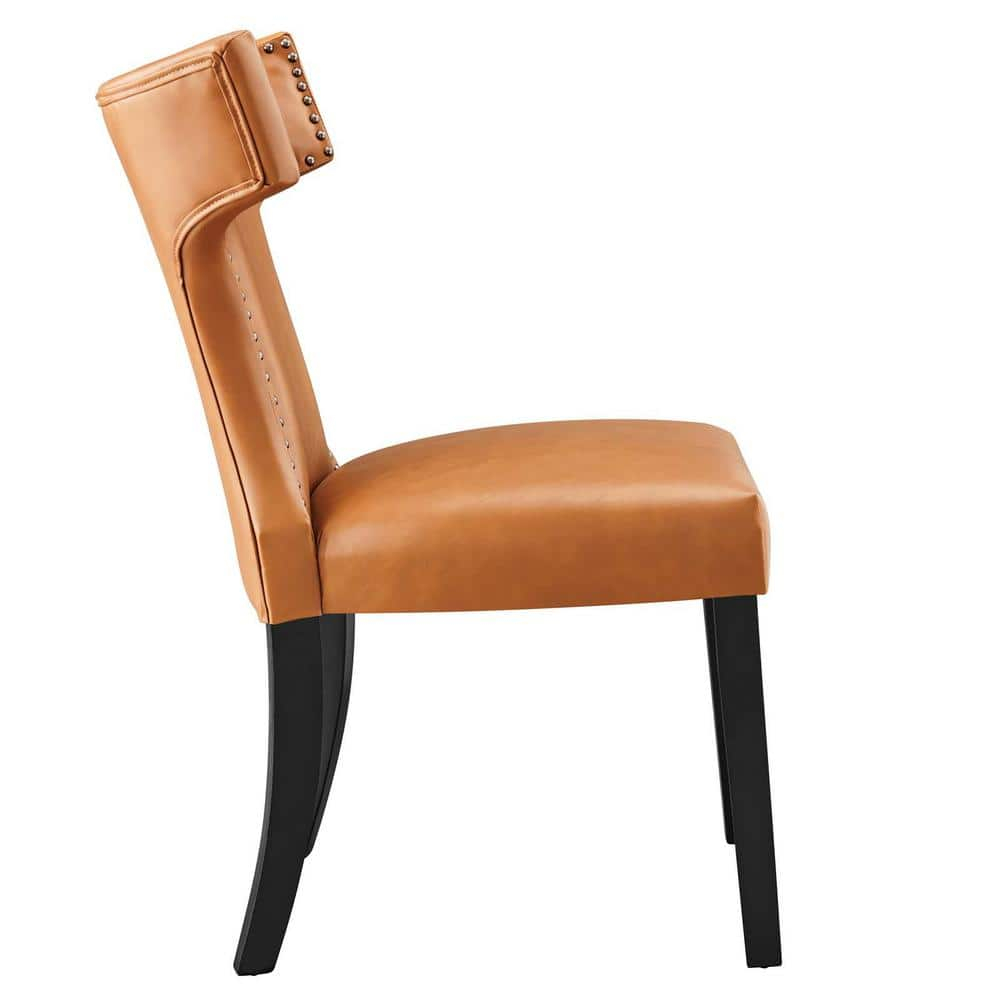 Modway Curve Vegan Leather Dining Chair in Tan
