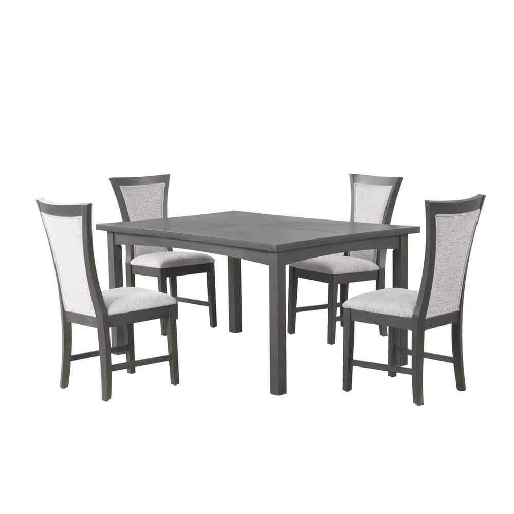 New Classic Furniture Flair  60" Dining Table & 4 Chairs (5 Pc Set)-Gray