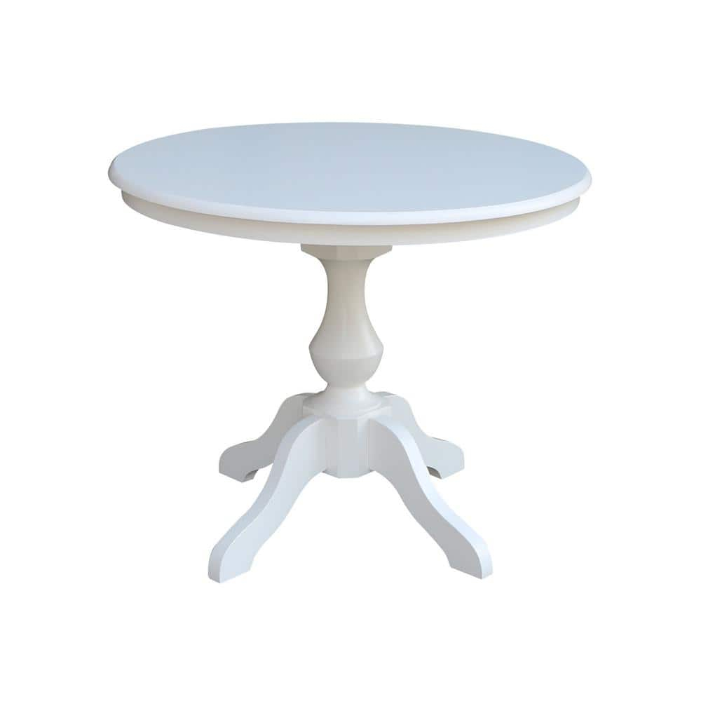 36" Round Top Pedestal Dining Table - White