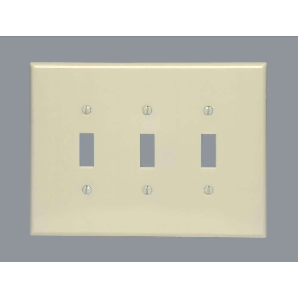 Leviton 86111 3-Gang Toggle Device Switch Wallplate, Oversized, Thermoset, Device Mount, Ivory