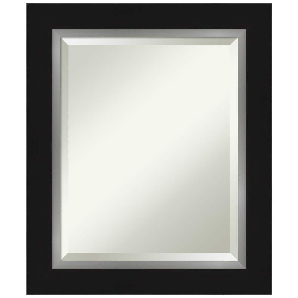 Amanti Art Eva Black Silver Framed Wall Mirror - 21.38 x 25.38 in