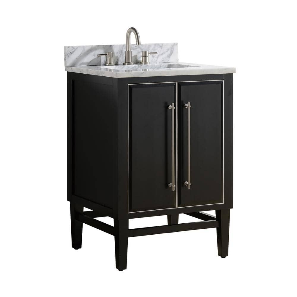 Mason 25" Black Solid Wood Vanity with Carrara Marble Top