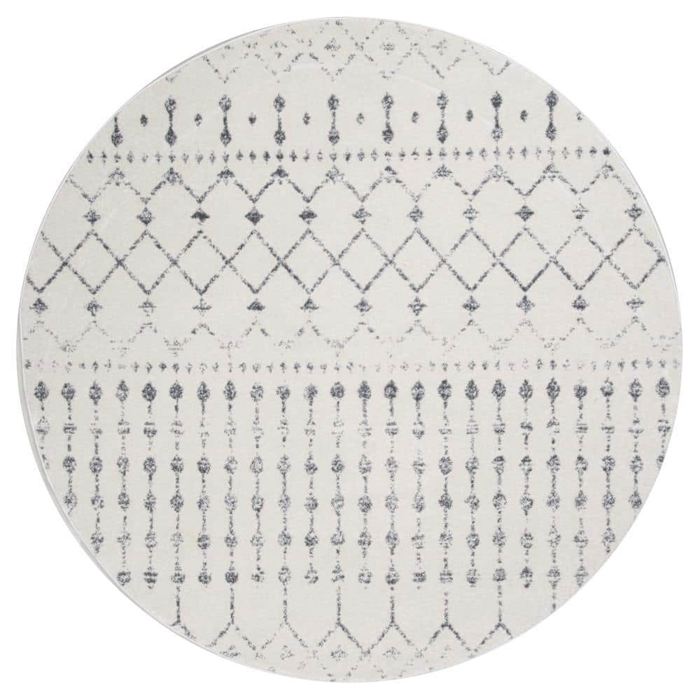Blythe Modern Moroccan Trellis 6 ft. Gray Round Rug