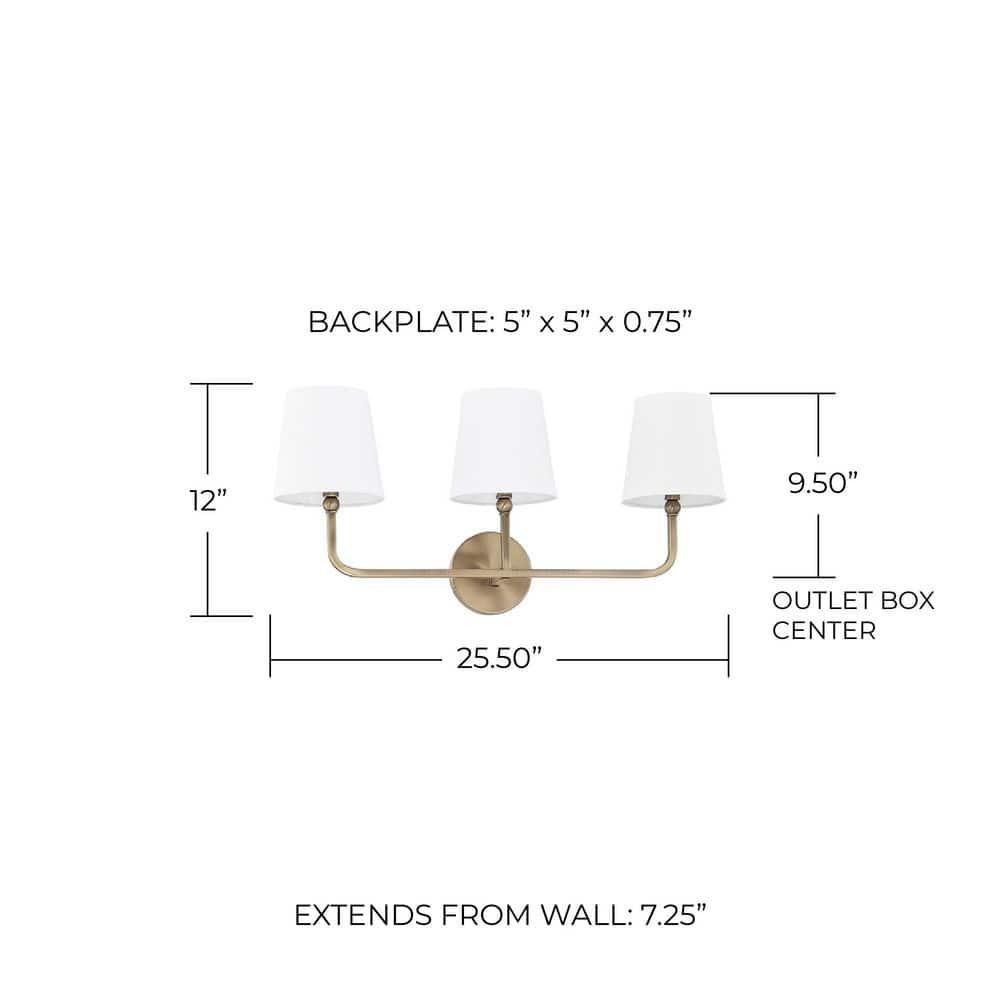 Capital Lighting - Dawson - 3 Light Transitional Bath Vanity Approved for Damp