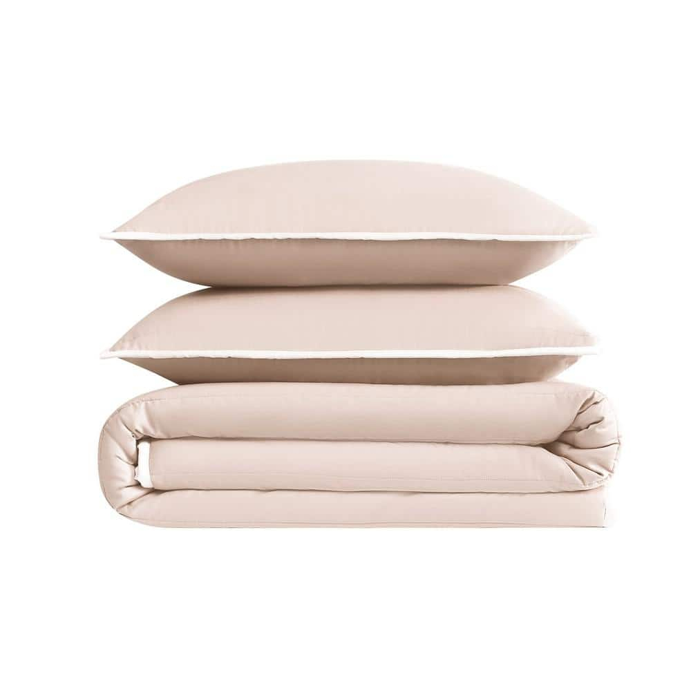 Blush Cotton Full Quilt Set with Polyfill and Shams