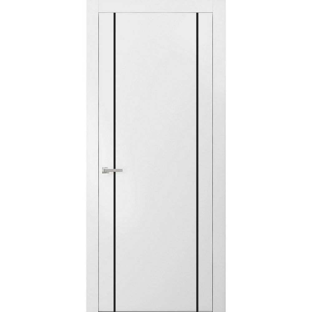 Modern Solid Interior Pre-Hung Door with Handle | Planum 0017 White Silk | Single Regural Panel Frame Trims | Bathroom Bedroom Sturdy Doors-32" x 80"