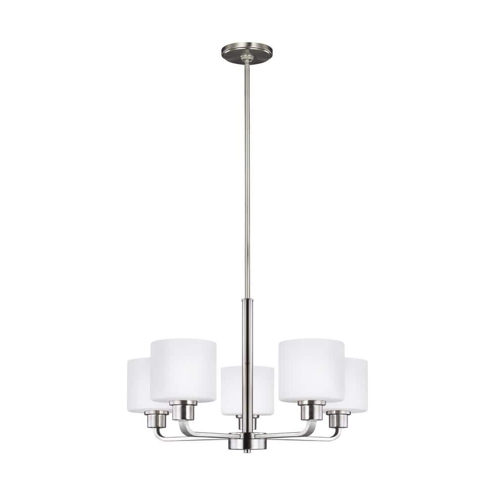 Canfield 5-Light Brushed Nickel Modern Minimalist Hanging Drum Chandelier