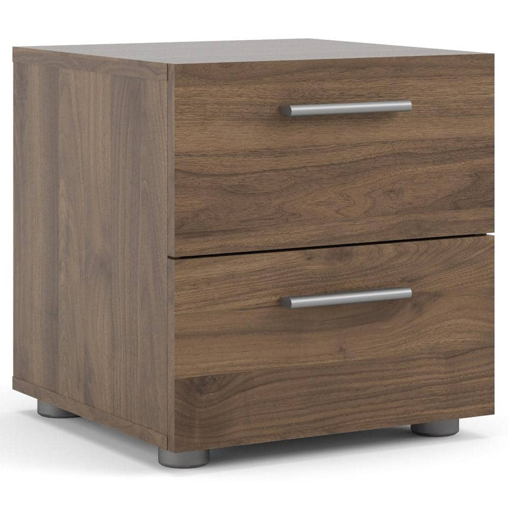 Tvilum Loft 2 Drawer Bedroom Nightstand for Adults, Walnut