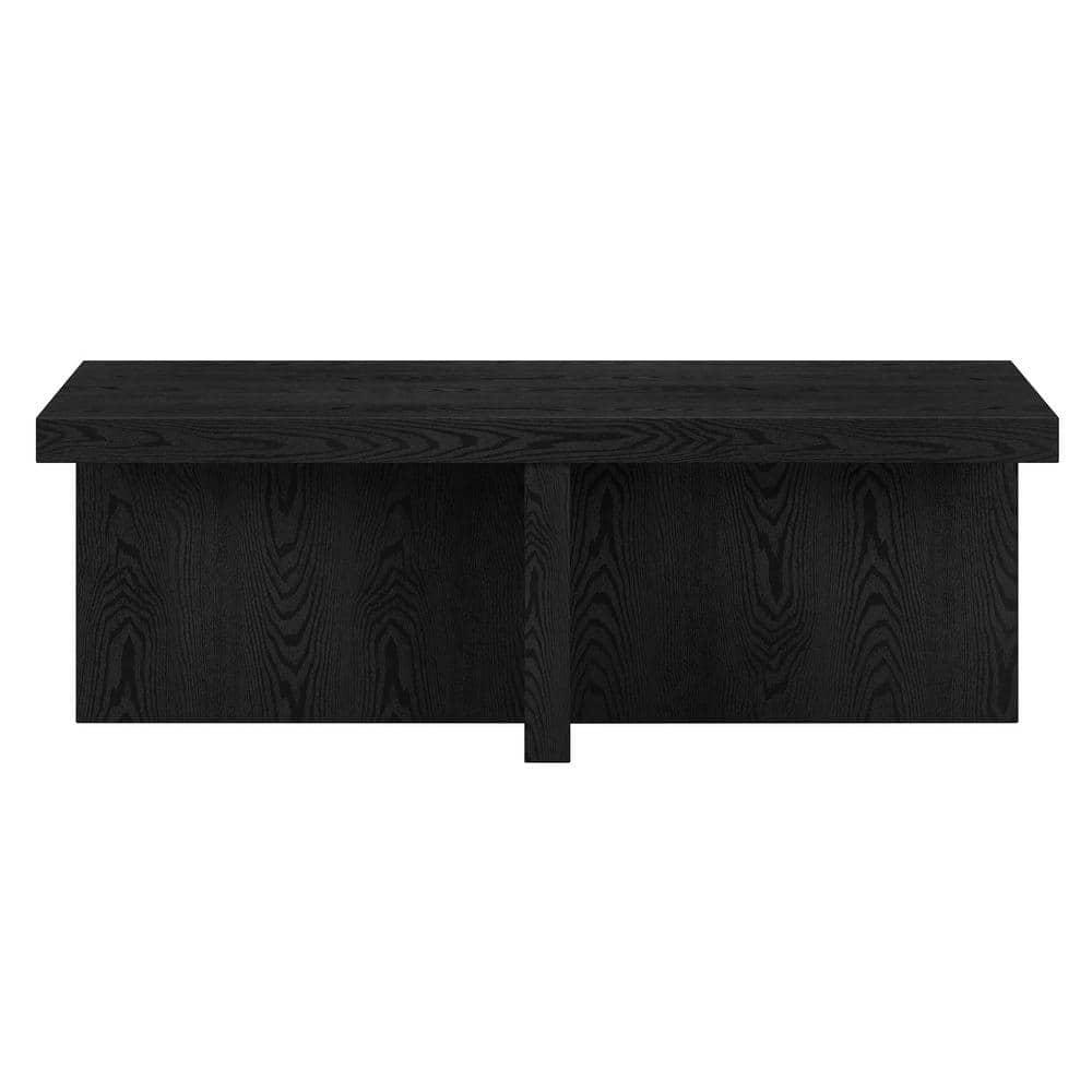 Evelyn and Zoe Elna Contemporary Wide Rectangular Wood Coffee Table, Black Grain
