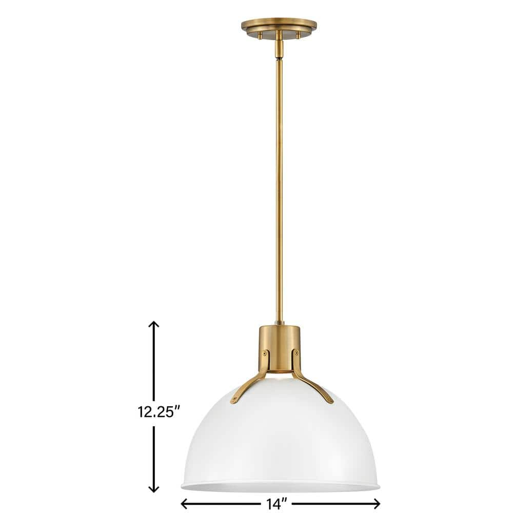 Argo Polished White 14" LED Bowl Pendant with Vintage Industrial Design