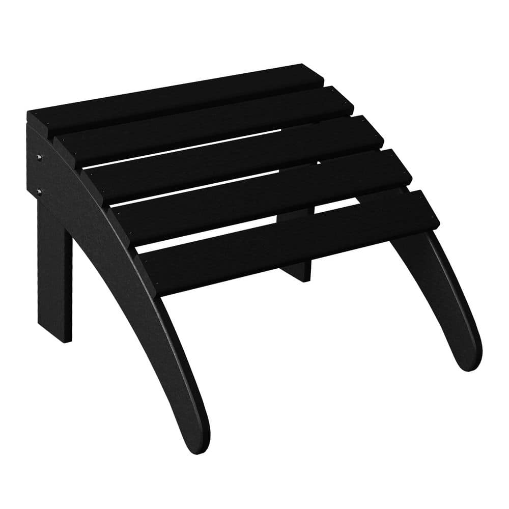 Polytrends  Laguna Hdpe All Weather Outdoor Patio Foldable Ottoman Black