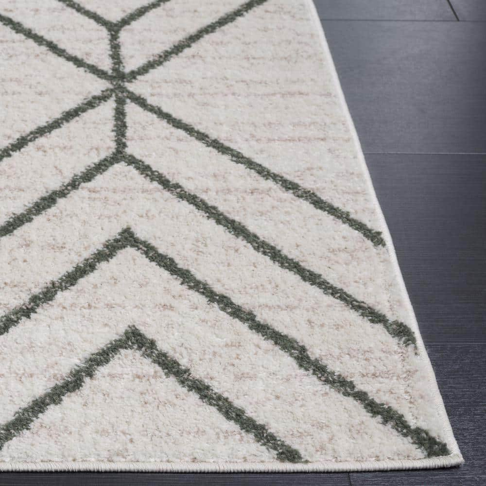 SAFAVIEH Adirondack Caitriona Geometric Area Rug, Ivory/Dark Green, 5'1" x 7'6"