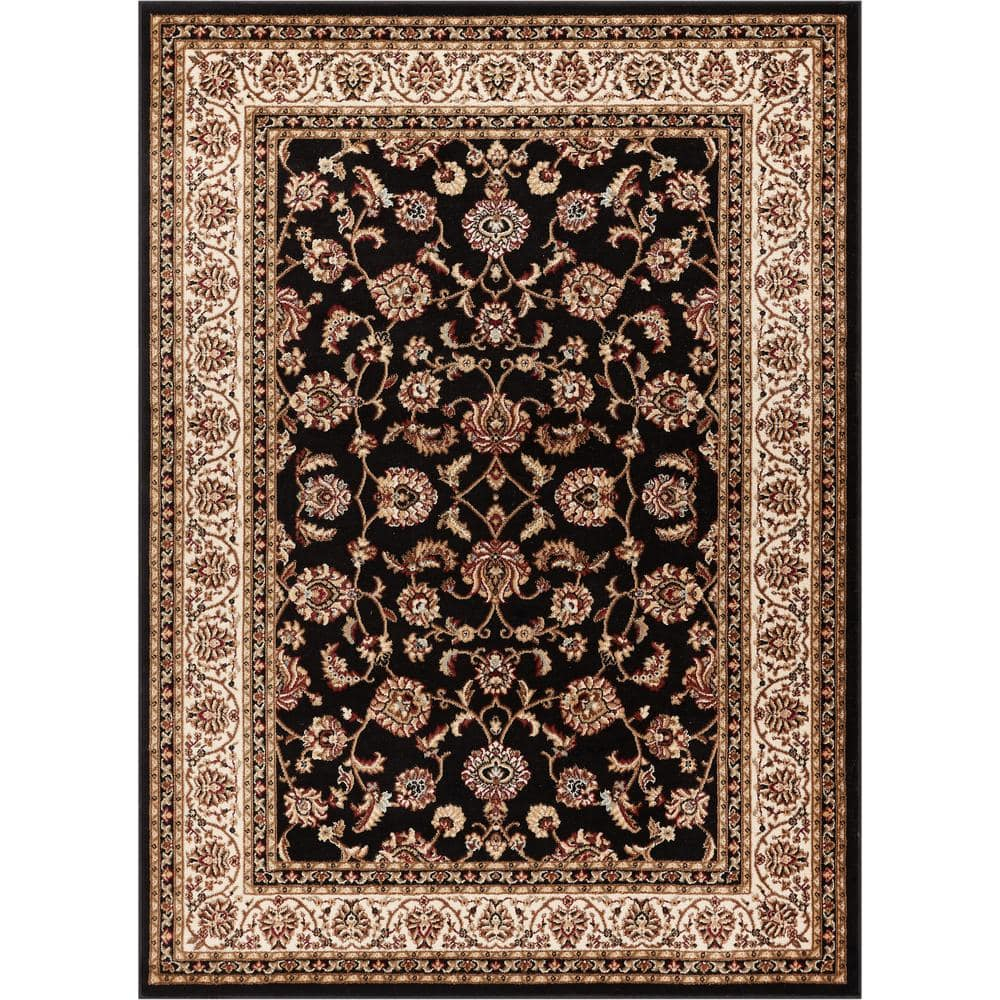 Well Woven Barclay Sarouk Traditional Oriental Panel Black 3'11" x 5'3" Area Rug